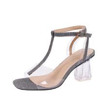 Shein T Strap Clear Heeled Sandals