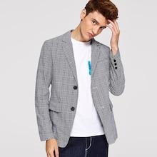 Shein Men Single Breasted Plaid Blazer