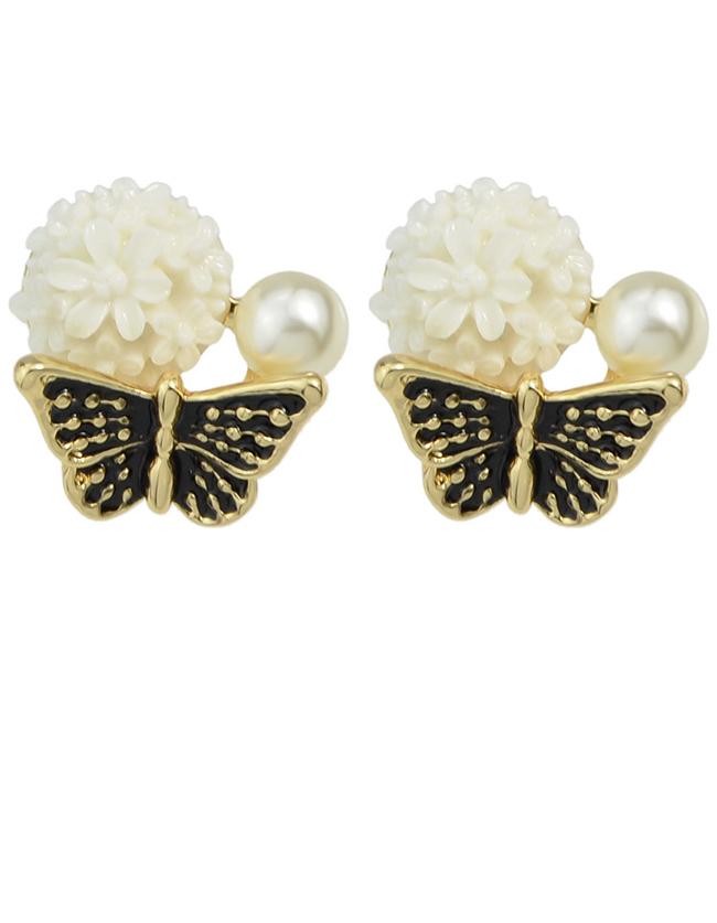 Shein Black Flower Shaped Stud Earrings