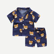 Shein Boys Beer Print Blouse With Shorts