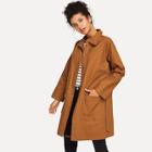 Shein Solid Button Front Belted Coat