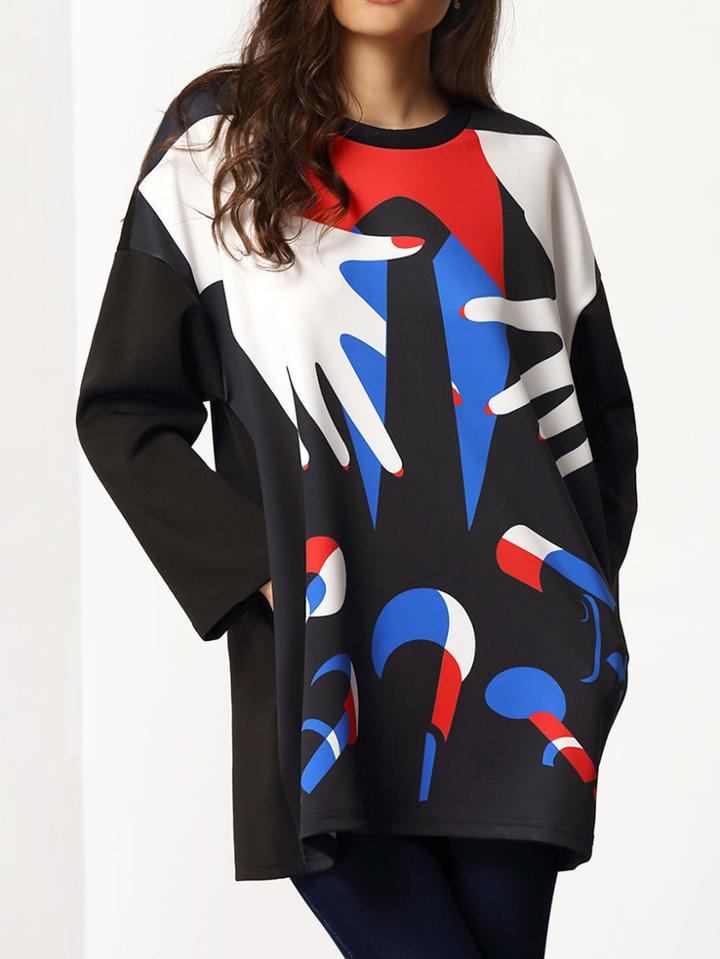 Shein Colour Graffiti Print Loose Sweatshirt
