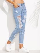 Shein Extreme Distressed Roll Hem Jeans