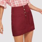 Shein Pocket Patched Buttoned Skirt