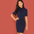 Shein Bow Tie Neck Pencil Dress