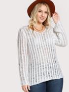 Shein Knitted Long Sleeve Sweater Ivory