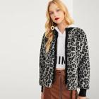 Shein Zip Front Leopard Print Coat