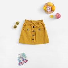 Shein Girls Bow Detail Button Up Skirt