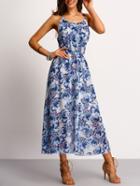 Shein Crisscross Back Florals Chiffon Dress