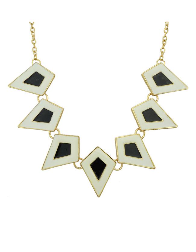 Shein Beige Enamel Geometric Statement Necklace