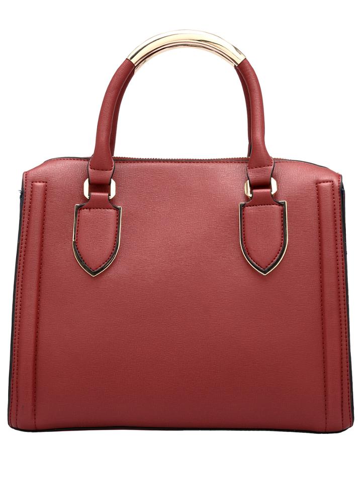 Shein Red Zipper Metallic Strap Pu Bag