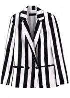 Rosewe Fashionable Long Sleeve Turndown Collar Stripe Design Woman Blazer