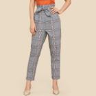 Shein Self Belted Plaid Pants