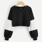 Shein Contrast Faux Fur Sleeve Cut-and-sew Sweatshirt
