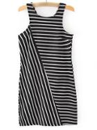 Shein Black White Split Side Stripe Tank Dress