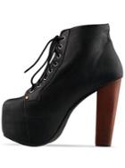 Shein Black Chunky High Heel Hidden Platform Boots