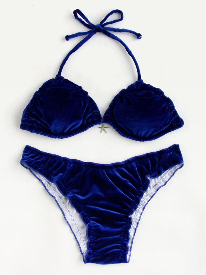 Shein Halter Velvet Bikini Set