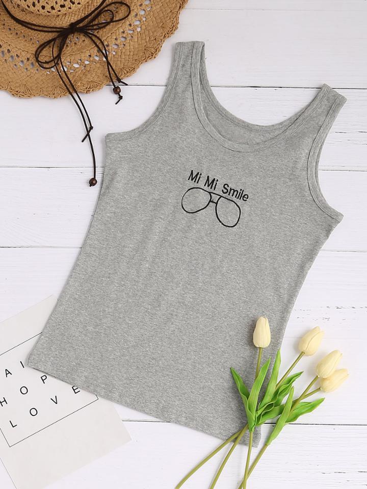Shein Glasses Print Tank Top