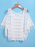 Shein White Off The Shoulder Lace Blouse