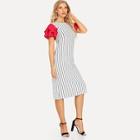 Shein Contrast Sleeve Striped Dress