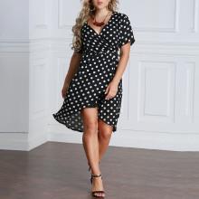 Shein Plus Polka Dot Surplice Tie Waist Dress