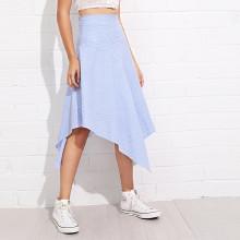 Shein Asymmetrical Hem Checked Skirt