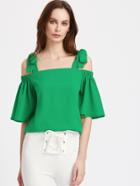 Shein Self Tie Shoulder Elasticized Bell Sleeve Top