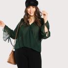 Shein Plus High Low Tie Sleeve Draped Wrap Top
