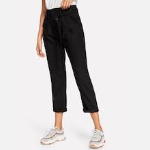 Shein Ring Self Tie Waist Pocket Side Pants
