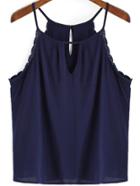 Shein Royal Blue Spaghetti Strap Peplum Trims Cami Top