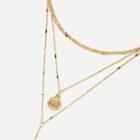 Shein Coin & Bar Pendant Layered Chain Necklace