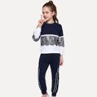 Shein Girls Contrast Lace Top With Pants