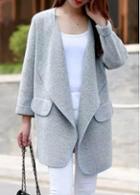 Rosewe Long Sleeve Pocket Design Grey Cardigan