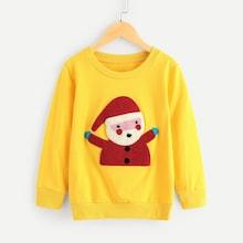 Shein Toddler Girls Santa Claus Patch Sweatshirt