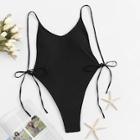 Shein Self Tie Side Backless High Cut One Piece Swimsuit