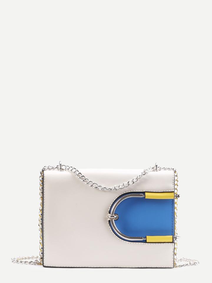 Shein Color Block Lock Detail Chain Bag