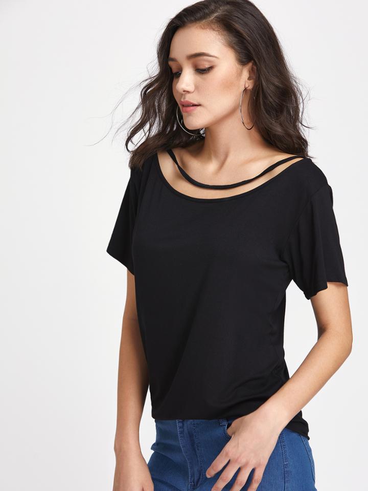 Shein Strappy Neckline Tee