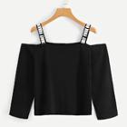 Shein Cold Shoulder Letter Taped Tee