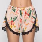 Shein Contrast Lace Floral Print Shorts