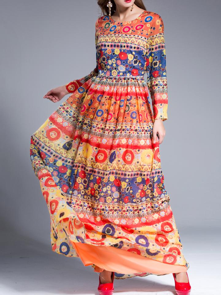 Shein Multicolor Tribal Print Maxi Dress