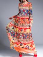 Shein Multicolor Tribal Print Maxi Dress