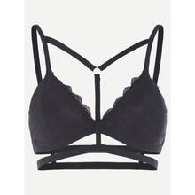 Shein Lace Scallop Strappy Ring Accent Bra