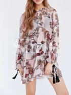 Shein Pink Drop Waist Floral Dress