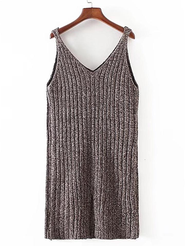 Shein Double V Neck Ribbed Cami Dress