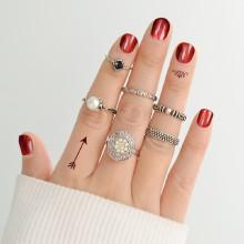 Shein At-silver Simple Pearl Ring  6-pieces Set