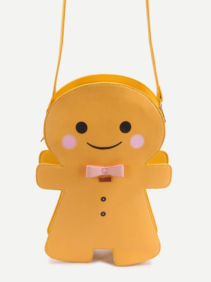 Shein Yellow Gingerbread Baby Zip Closure Crossbody Bag