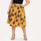 Shein Plus Elastic Waist Floral Skirt