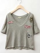 Shein Dropped Shoulder Embroidered Patch Tee