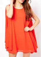 Rosewe Stylish Sleeveless Round Neck Woman Mini Dress Red