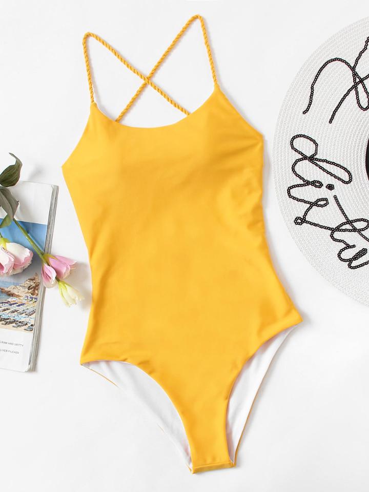 Shein Criss Cross Open Back Swimsuit